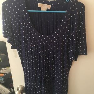 Navy blue and white polka dot Michael Kors top